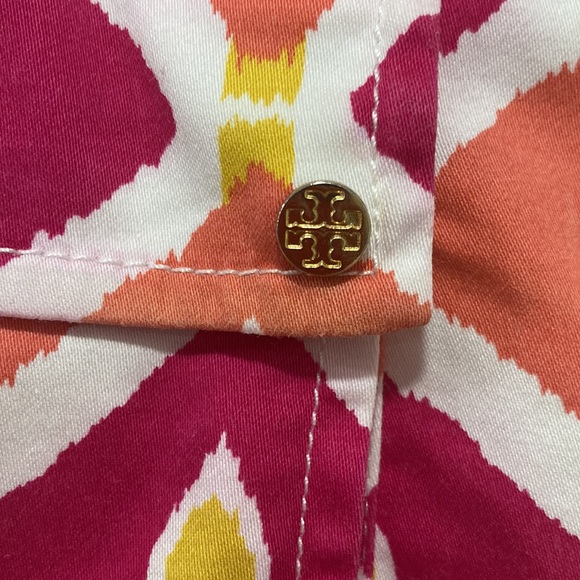 Tory Burch Pink, Coral, and White Zip Cotton Skirt with Pockets Size 4 - Picture 4 of 11